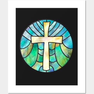 Stained Glass Cross Posters and Art